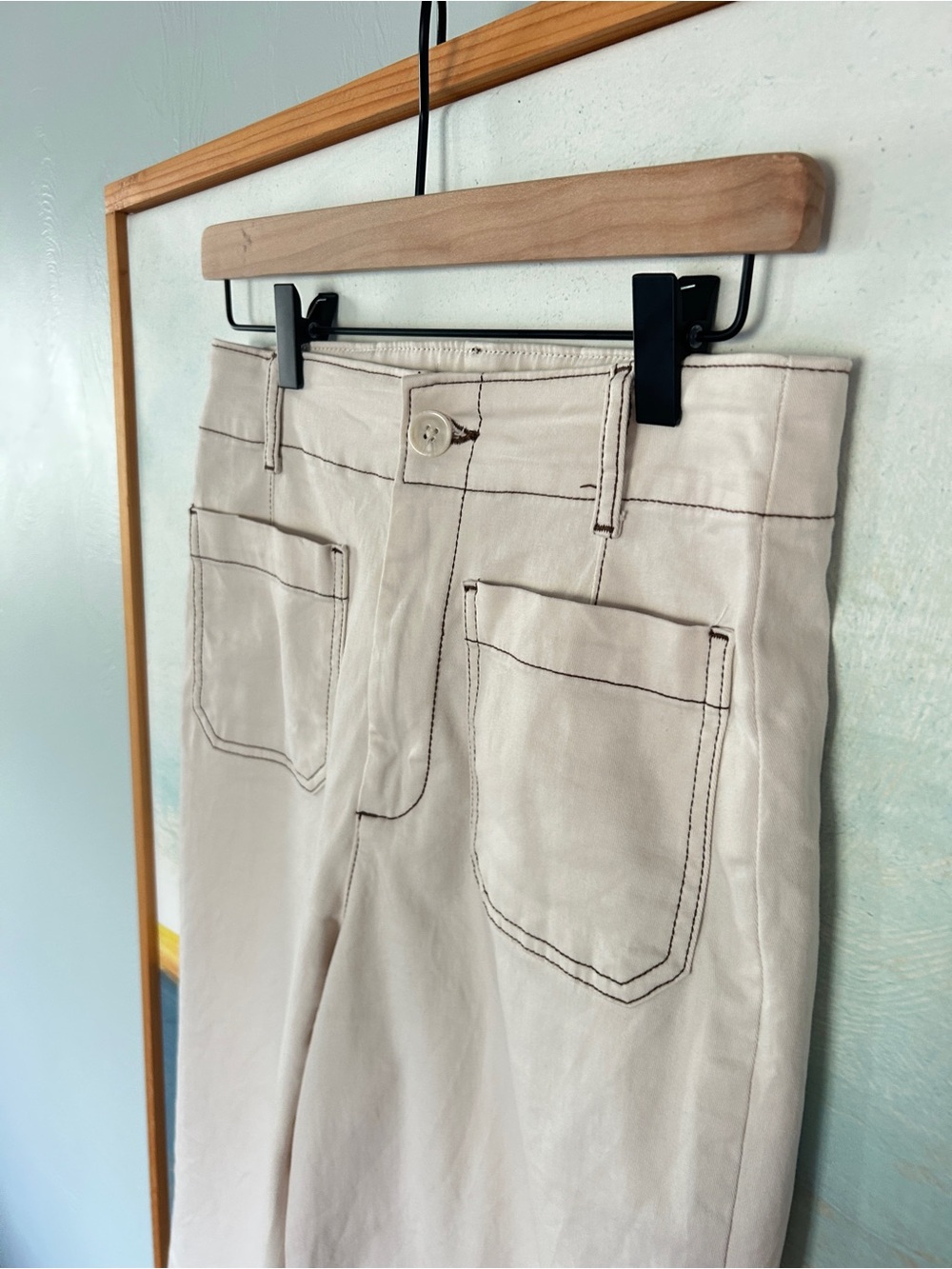 bagatelle Cream Trousers with Patch Pocket Detail - Picture 2 of 4